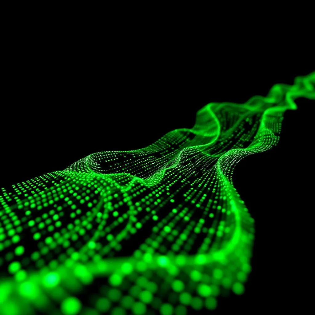Abstract visualization of digital data flow and connectivity