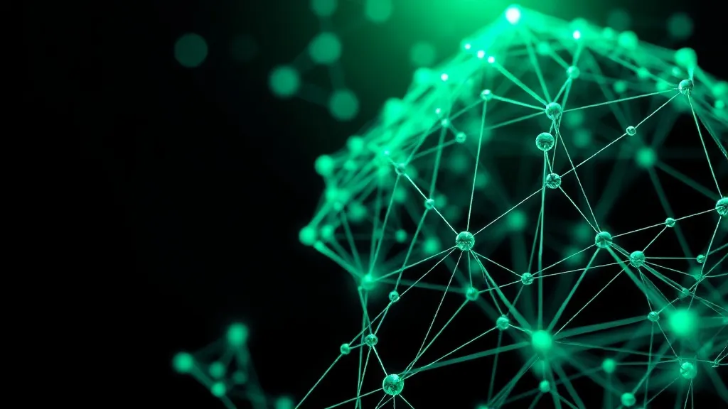 Abstract 3D visualization of interconnected data nodes formi