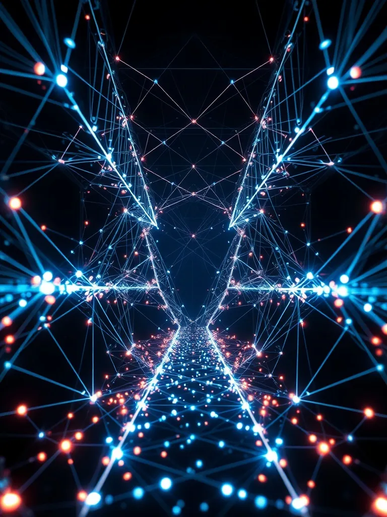 Abstract high-tech visualization of interconnected nodes and