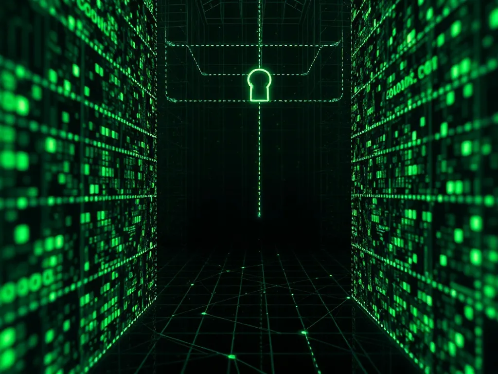 Abstract digital architecture representing secure data nodes